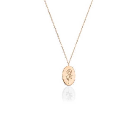 Sisterberry & Co. Jewelry - NWT Kiera Engraved Rose Necklace // 10kt Solid Gold